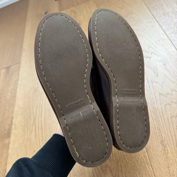 Sperry Original Brown Leather Boat Shoes Nautical Deck Loafers - Size 10 - EUC