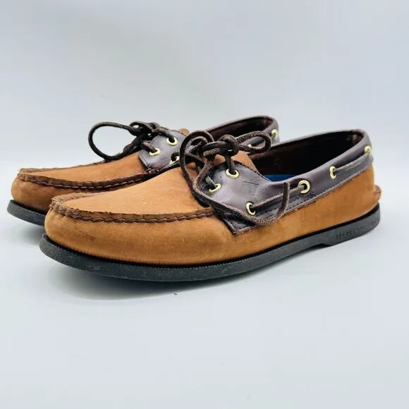 Sperry Shoes Mens 10.5 Brown Suede Loafer Boat Deck Top Sider Casual Moccasins