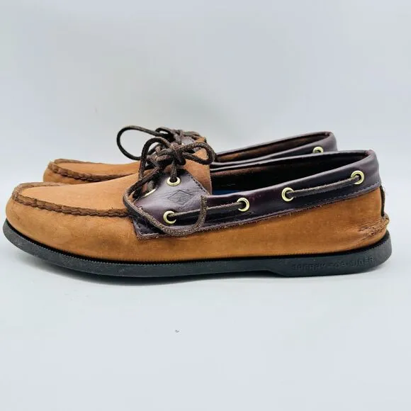 Sperry Shoes Mens 10.5 Brown Suede Loafer Boat Deck Top Sider Casual Moccasins