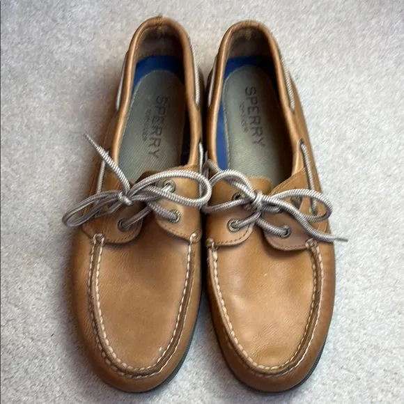 👞👞Sperry Tan leather Boat Shoes with Moccasin Stitching