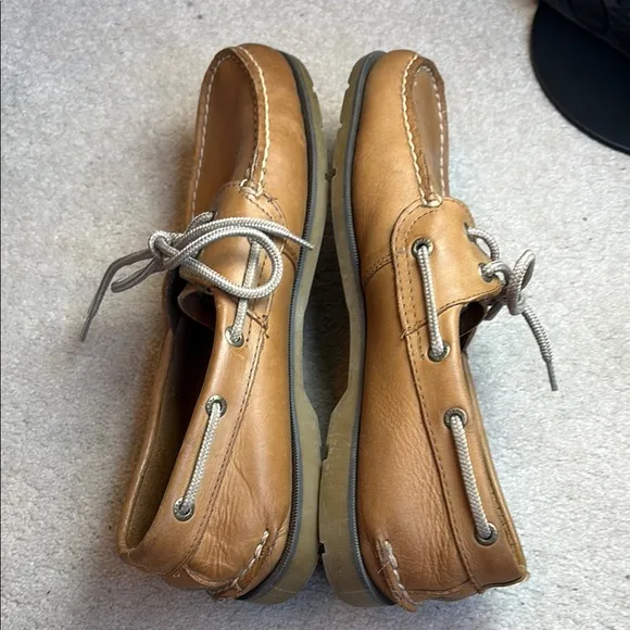 👞👞Sperry Tan leather Boat Shoes with Moccasin Stitching