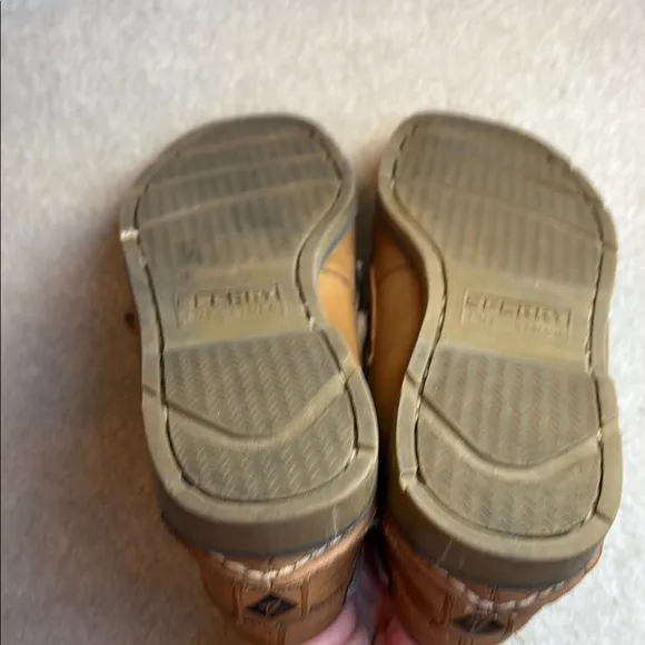 👞👞Sperry Tan leather Boat Shoes with Moccasin Stitching