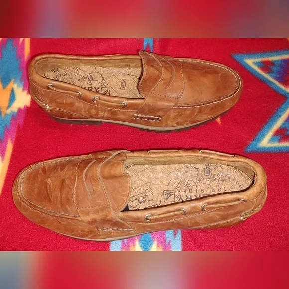 Sperry Top Sider 0621813 Leather Tan Boat Loafers Shoes US Men's Size 11M