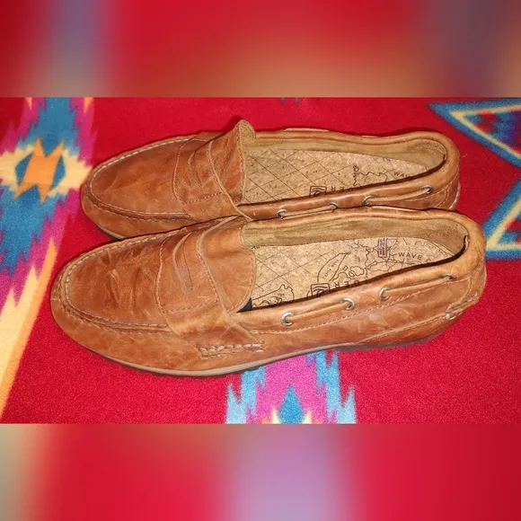 Sperry Top Sider 0621813 Leather Tan Boat Loafers Shoes US Men's Size 11M