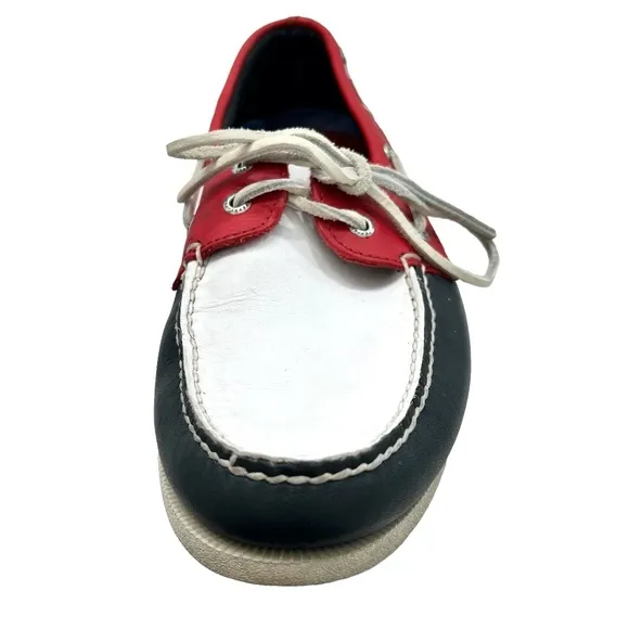 SPERRY TOP-SIDER 2-EYE BOAT SHOES IN RED, WHITE &amp; BLUE