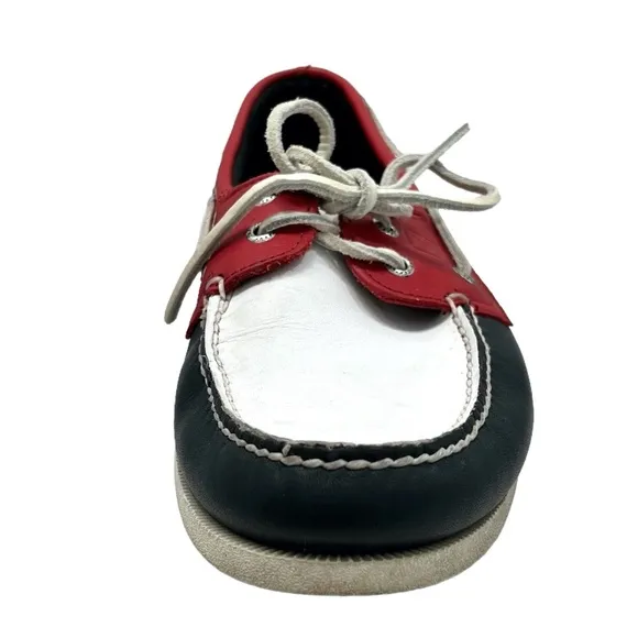 SPERRY TOP-SIDER 2-EYE BOAT SHOES IN RED, WHITE &amp; BLUE
