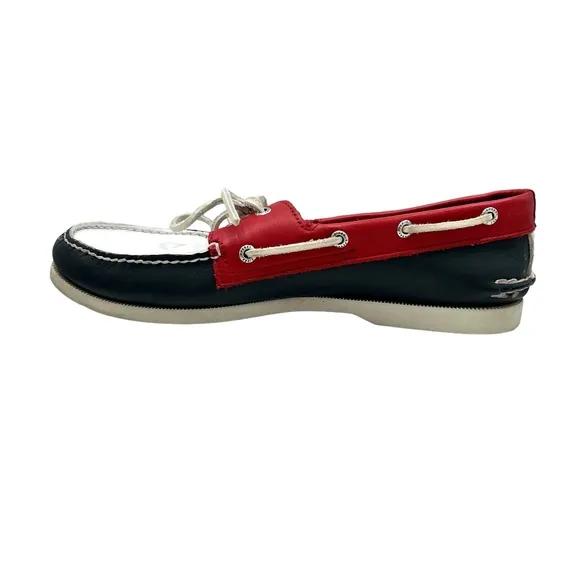 SPERRY TOP-SIDER 2-EYE BOAT SHOES IN RED, WHITE &amp; BLUE
