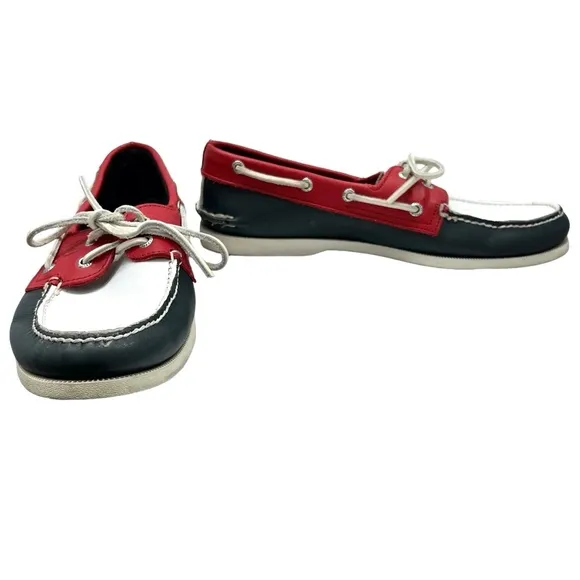 SPERRY TOP-SIDER 2-EYE BOAT SHOES IN RED, WHITE &amp; BLUE