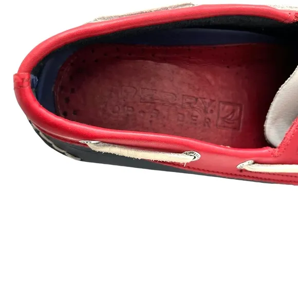 SPERRY TOP-SIDER 2-EYE BOAT SHOES IN RED, WHITE &amp; BLUE