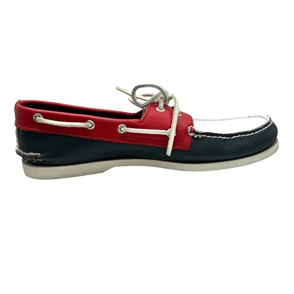 SPERRY TOP-SIDER 2-EYE BOAT SHOES IN RED, WHITE &amp; BLUE