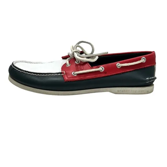 SPERRY TOP-SIDER 2-EYE BOAT SHOES IN RED, WHITE &amp; BLUE