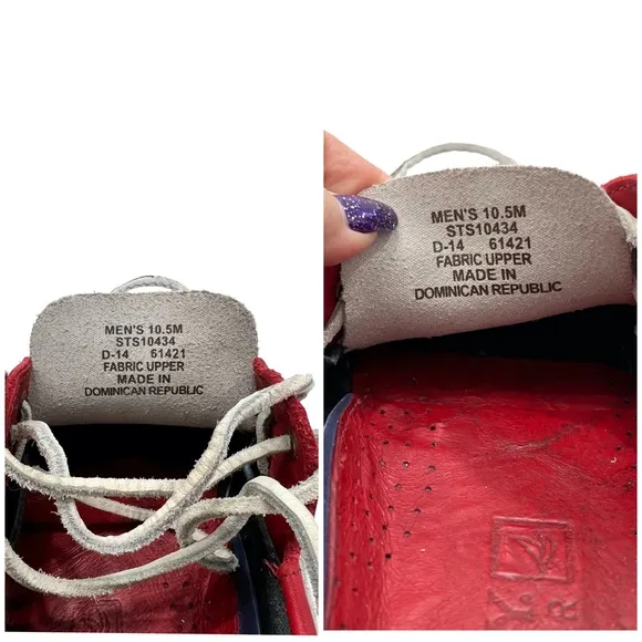 SPERRY TOP-SIDER 2-EYE BOAT SHOES IN RED, WHITE &amp; BLUE