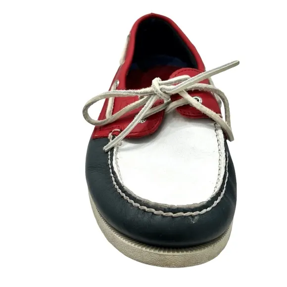 SPERRY TOP-SIDER 2-EYE BOAT SHOES IN RED, WHITE &amp; BLUE