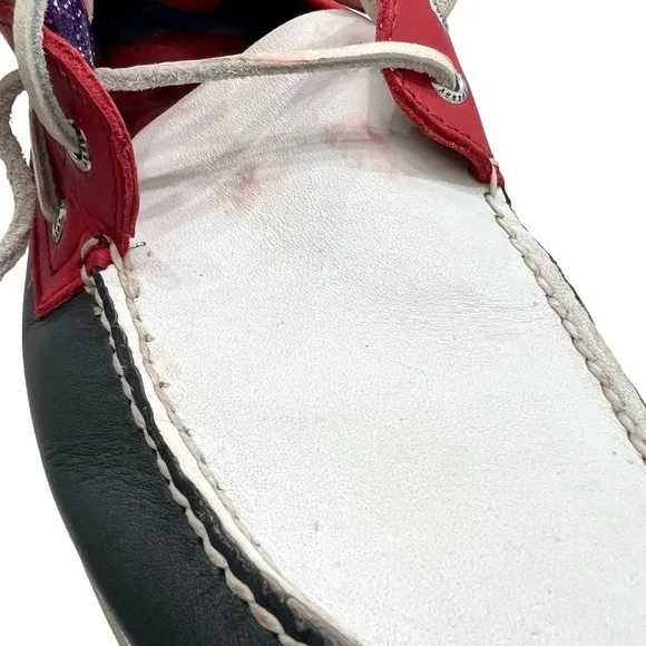 SPERRY TOP-SIDER 2-EYE BOAT SHOES IN RED, WHITE &amp; BLUE