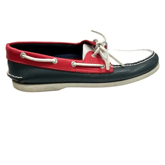 SPERRY TOP-SIDER 2-EYE BOAT SHOES IN RED, WHITE &amp; BLUE