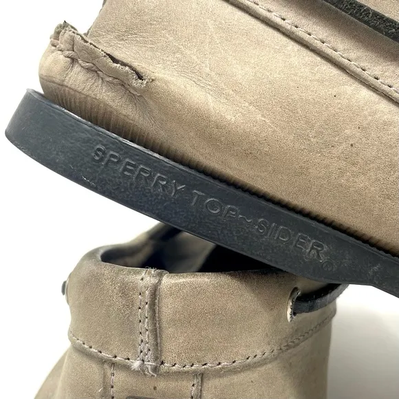 Sperry Top-Sider Authentic Original Boat Shoes Gray Brown Leather, Men's Size 13