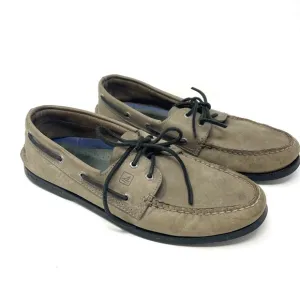 Sperry Top-Sider Authentic Original Boat Shoes Gray Brown Leather, Men's Size 13