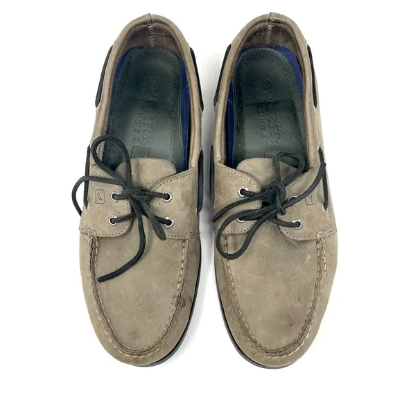 Sperry Top-Sider Authentic Original Boat Shoes Gray Brown Leather, Men's Size 13