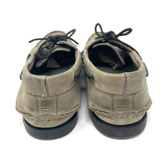 Sperry Top-Sider Authentic Original Boat Shoes Gray Brown Leather, Men's Size 13