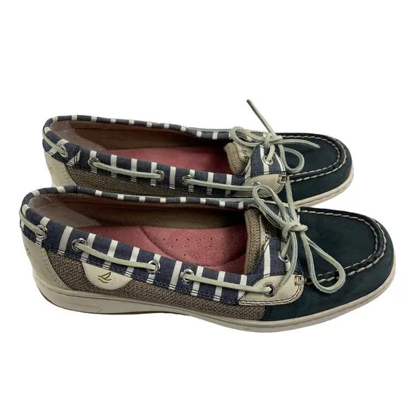 Sperry Top Sider Blue Stripe Bretton Angel Fish Boat Shoe Women's Size 9M