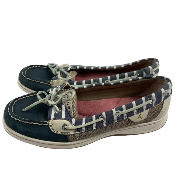 Sperry Top Sider Blue Stripe Bretton Angel Fish Boat Shoe Women's Size 9M