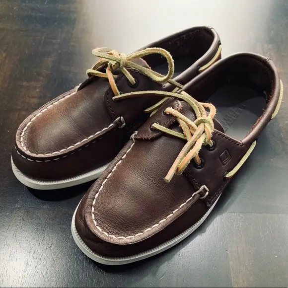 Sperry Top-Sider Boy Boat Shoes A/O Brown Leather Size 5M