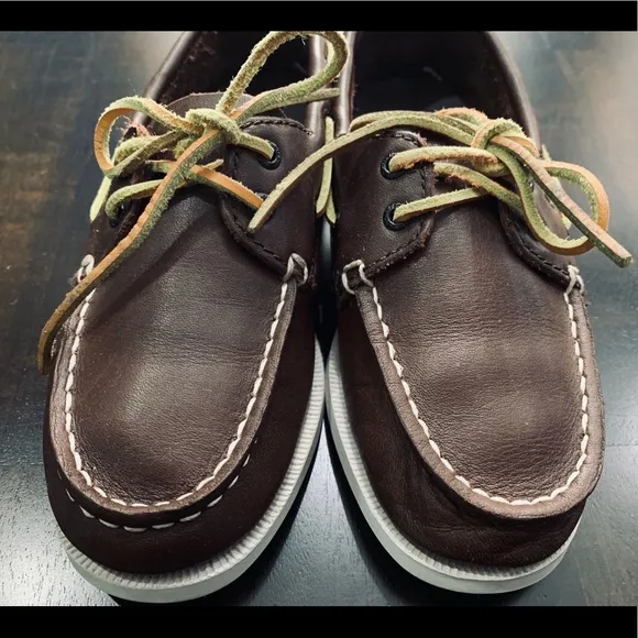 Sperry Top-Sider Boy Boat Shoes A/O Brown Leather Size 5M