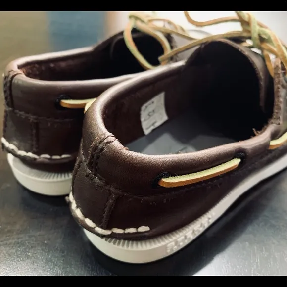 Sperry Top-Sider Boy Boat Shoes A/O Brown Leather Size 5M