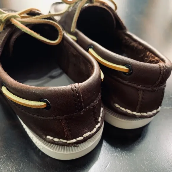 Sperry Top-Sider Boy Boat Shoes A/O Brown Leather Size 5M