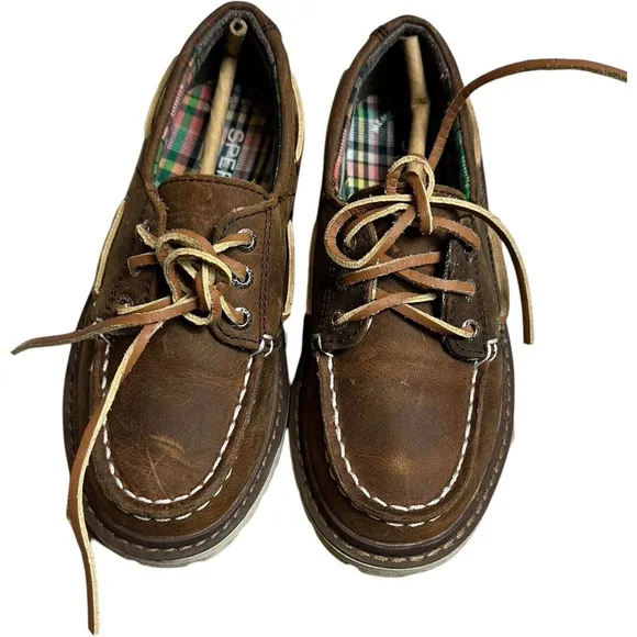 Sperry Top-Sider Boys Size 12.5 Brown Leather Casual Boat Preppy School Shoes