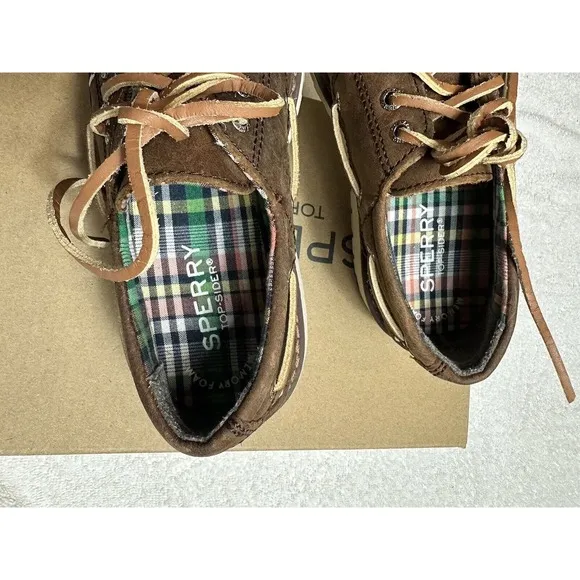 Sperry Top-Sider Boys Size 12.5 Brown Leather Casual Boat Preppy School Shoes