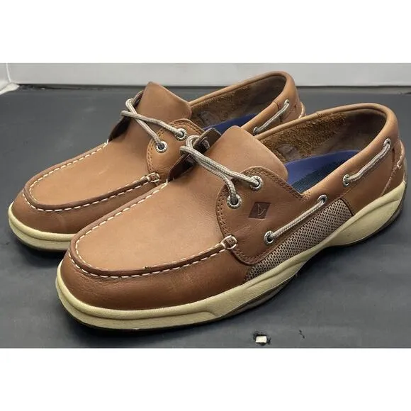 Sperry Top-Sider Intrepid 2 Eye Brown Leather Boat Shoes Mens 10 Fast Shipping