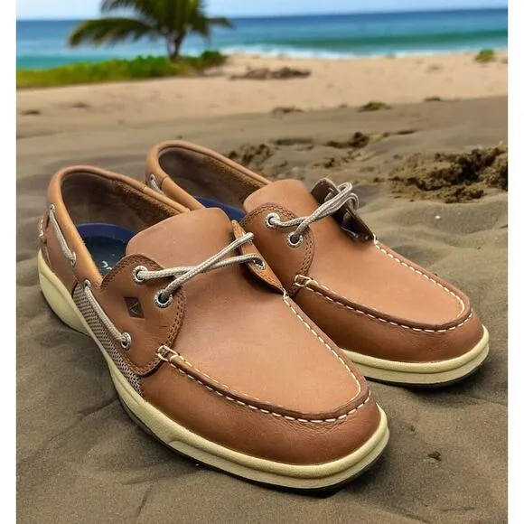 Sperry Top-Sider Intrepid 2 Eye Brown Leather Boat Shoes Mens 10 Fast Shipping