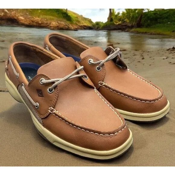 Sperry Top-Sider Intrepid 2 Eye Brown Leather Boat Shoes Mens 10 Fast Shipping