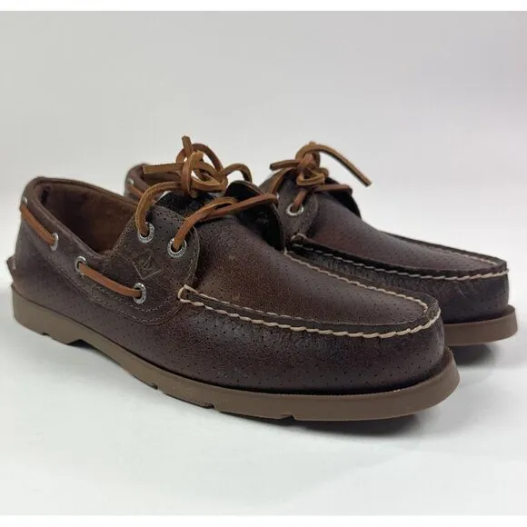 Sperry Top-Sider Leeward Honey Yellow Mens Wide Perforated Leather Boat Shoes