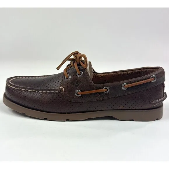 Sperry Top-Sider Leeward Honey Yellow Mens Wide Perforated Leather Boat Shoes