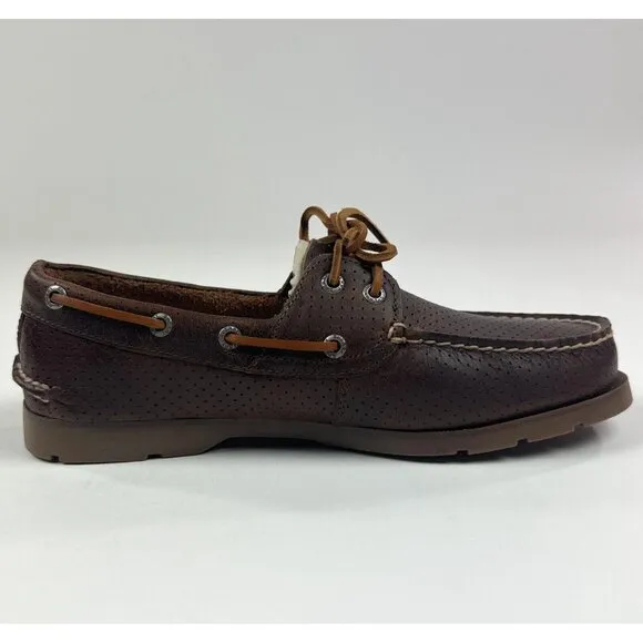 Sperry Top-Sider Leeward Honey Yellow Mens Wide Perforated Leather Boat Shoes