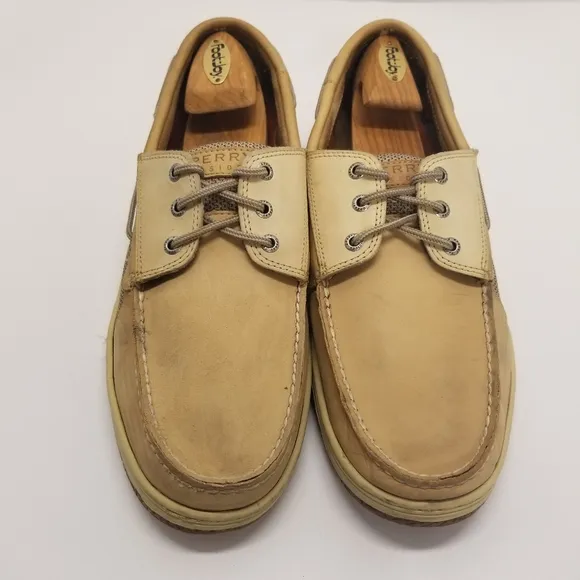 Sperry Top-Sider Men Sz 14M Boat Shoes Billfish 2 Tone Tan Beige Leather
