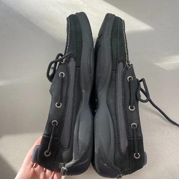 Sperry Top Sider Mens 10.5 M Black Nubuck Leather 2 Eye Boat Shoes Nautical