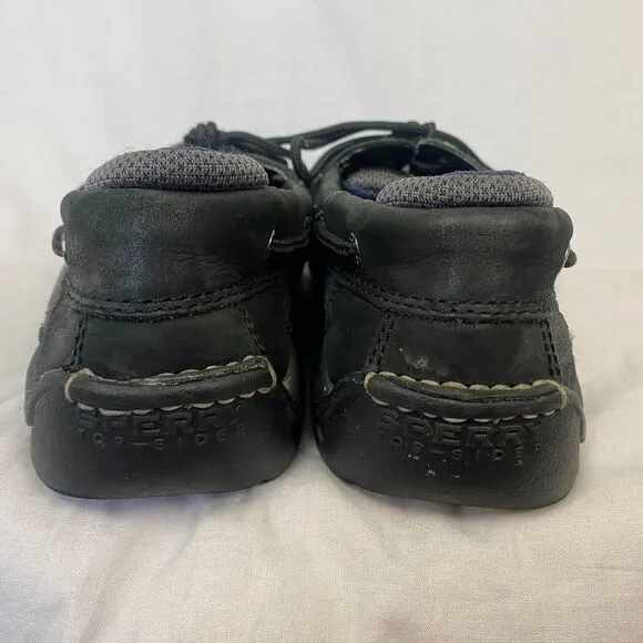 Sperry Top Sider Mens 10.5 M Black Nubuck Leather 2 Eye Boat Shoes Nautical