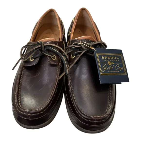 Sperry Top-Sider Men's Gold Boat ASV Amaretto Leather Loafers Boat Shoes 8.5