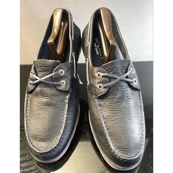 SPERRY Top-Sider Men’s Navy Blue Soft Supple Leather Boat Shoe Tan Sole Size 13