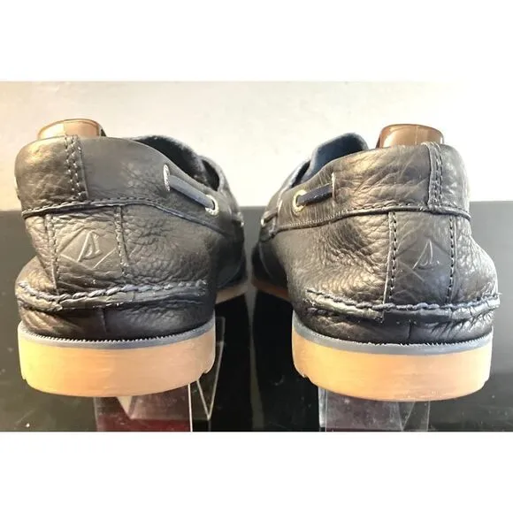 SPERRY Top-Sider Men’s Navy Blue Soft Supple Leather Boat Shoe Tan Sole Size 13