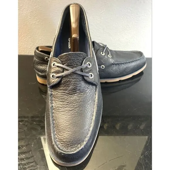 SPERRY Top-Sider Men’s Navy Blue Soft Supple Leather Boat Shoe Tan Sole Size 13
