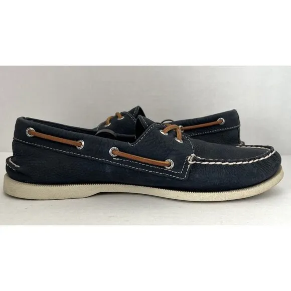 Sperry Top Sider Shoes Men's Size 11.5 Navy Blue Leather Loafer Boat Comfort