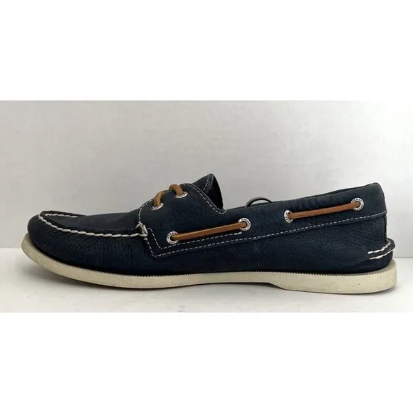 Sperry Top Sider Shoes Men's Size 11.5 Navy Blue Leather Loafer Boat Comfort