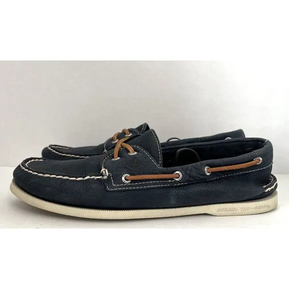 Sperry Top Sider Shoes Men's Size 11.5 Navy Blue Leather Loafer Boat Comfort
