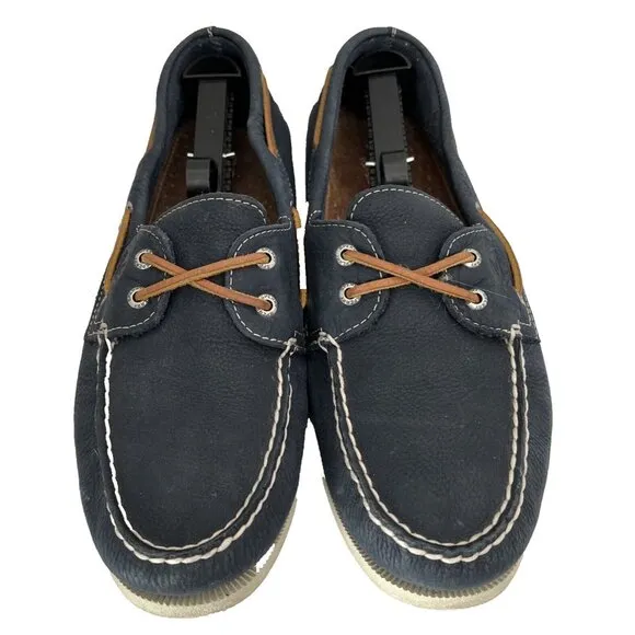 Sperry Top Sider Shoes Men's Size 11.5 Navy Blue Leather Loafer Boat Comfort