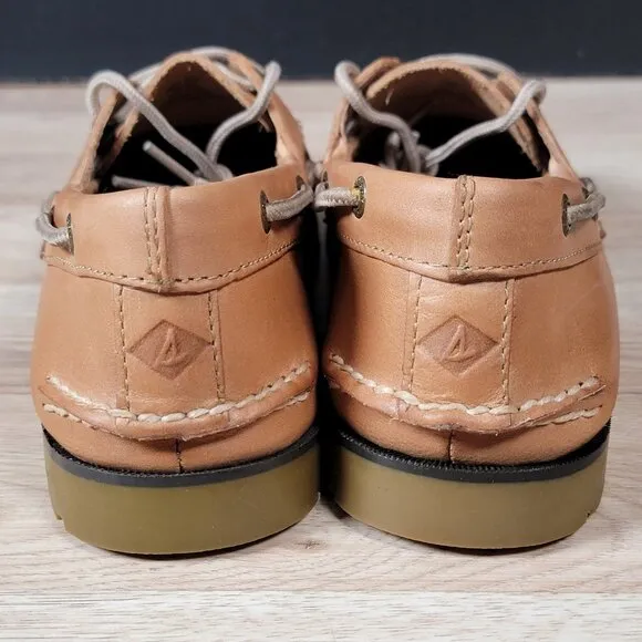 Sperry Top-Sider Shoes Mens Size 12 Beige Brown A/O Boat Loafers Leather 2-Eye