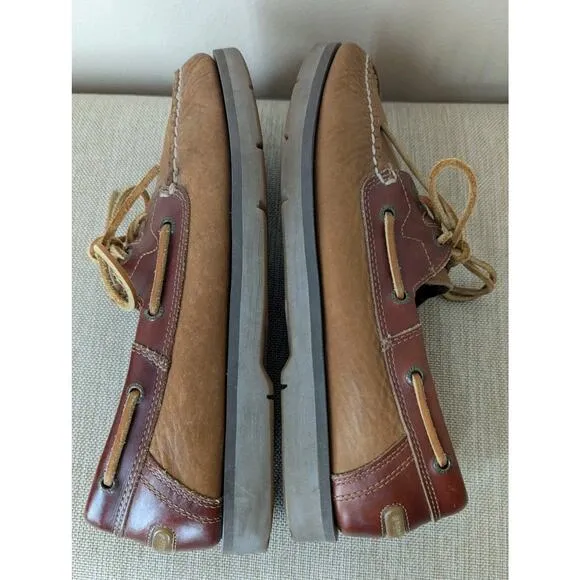 Sperry Top Sider Tan Brown Leather Mens 10.5 M Boat Shoes Nautical Fisherman